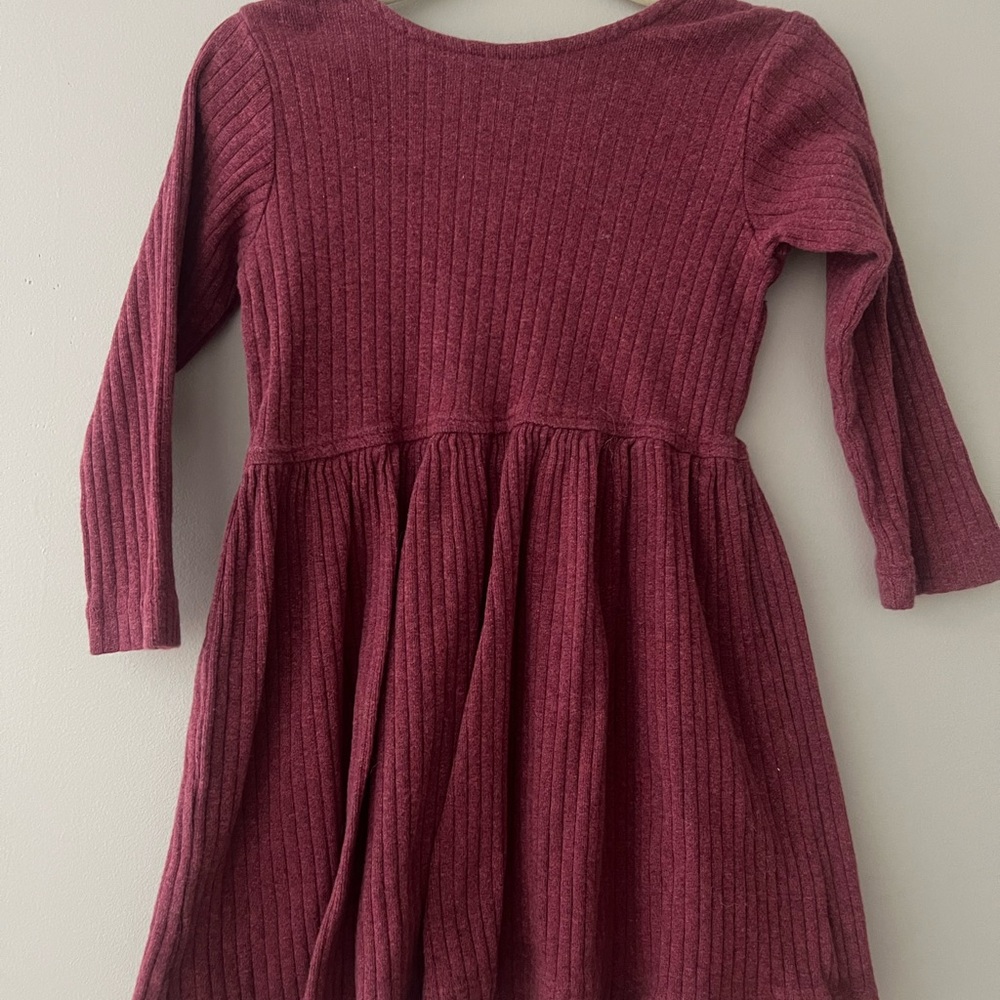 Kate Quinn Maroon Ribbed Kids Dress